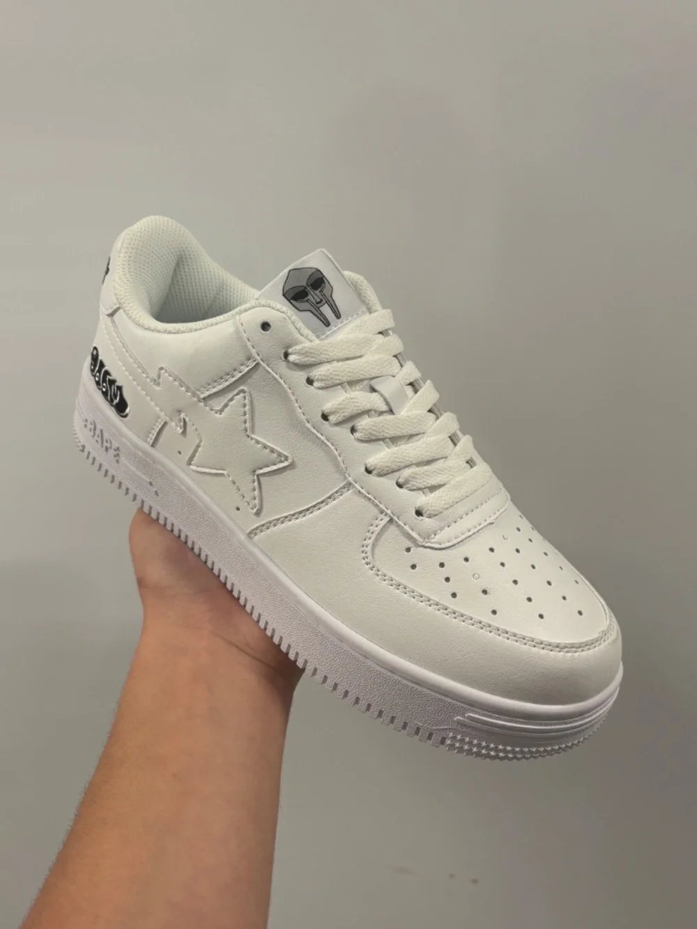 A Bathing Ape X MF DOOM White Sneakers New